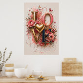 Luxus Gold LOVE Florales Design | Poster (Küche)