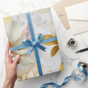 Luxus Gold Magnolie Perle Wasserfarbenmuster Geschenkpapier