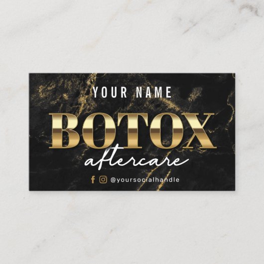 Luxus Gold Marmor Botox Aftercare Card Visitenkarte (Vorderseite)