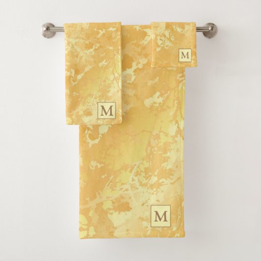Luxus Gold Marmor Mit Monogramm Badhandtuch Set (Insitu)