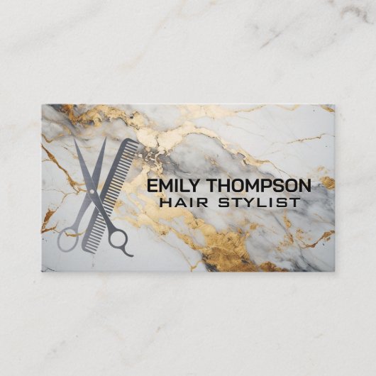 Luxus Gold Marmor | Salon Tools Visitenkarte (Vorderseite)
