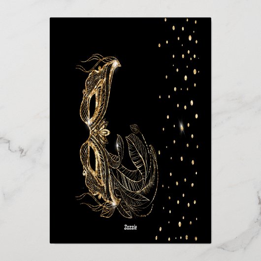 Luxus Gold Masquerade Quinceñera Einladung (Rückseite)