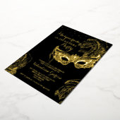Luxus Gold Masquerade Quinceñera Einladung (Gedreht)