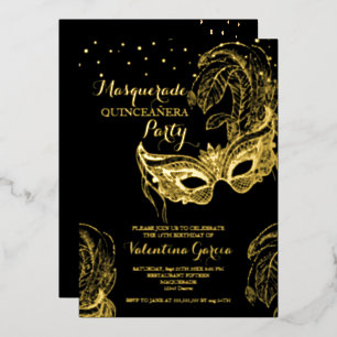 Luxus-Gold-Masqueraden-Einladung zur Quinceañera Folieneinladung