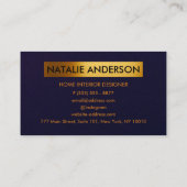 Luxus Gold & Midnight Blue Business Card Visitenkarte (Rückseite)