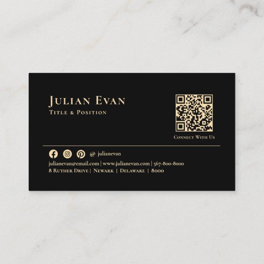 Luxus Gold Minimalistische Black Business Card Visitenkarte (Rückseite)