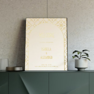 Luxus Gold Mittelmeer Tile Hochzeit Willkommen Foliendrucke