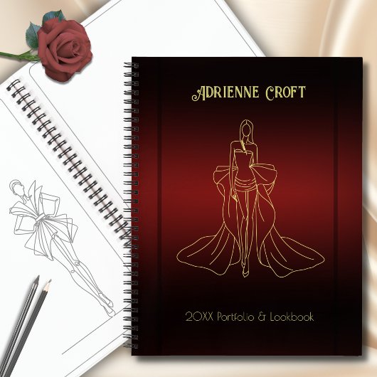 Luxus-Gold-Modedesigner-Skizzenbuch-Journal Notizblock