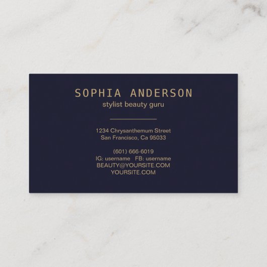 Luxus Gold Modernes, schwarzes Marmor und Signatur Visitenkarte (Rückseite)