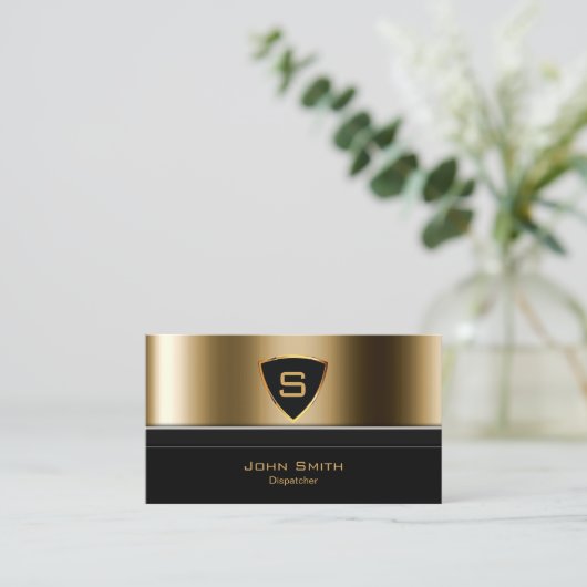 Luxus Gold Monogram Dispatcher Business Card Visitenkarte (Stehend Vorderseite)