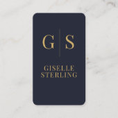 Luxus Gold Monogram Navy Blue QR Code Visitenkarte (Vorderseite)