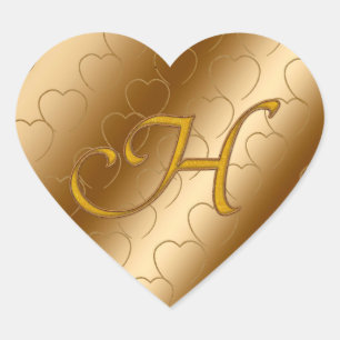 Luxus Gold Monogramm H Herz-Aufkleber