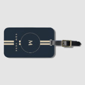 Luxus-Gold-Monogramm-Initial-Midnight-Navy-Gepäcka Gepäckanhänger (Vorderseite (Horizontal))
