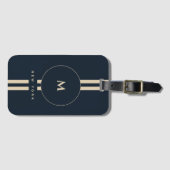 Luxus-Gold-Monogramm-Initial-Midnight-Navy-Gepäcka Gepäckanhänger (Vorderseite (Horizontal))