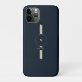 Luxus-Gold-Monogramm-Initial-Midnight-Navy-iPhone  Case-Mate iPhone Hülle (Rückseite)