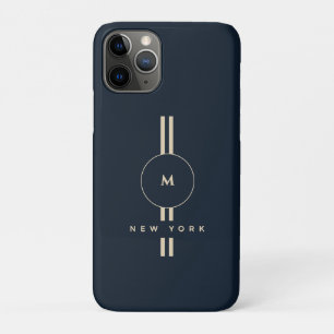 Luxus-Gold-Monogramm-Initial-Midnight-Navy-iPhone Case-Mate iPhone Hülle