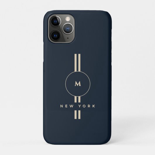 Luxus-Gold-Monogramm-Initial-Midnight-Navy-iPhone Case-Mate iPhone Hülle (Rückseite)