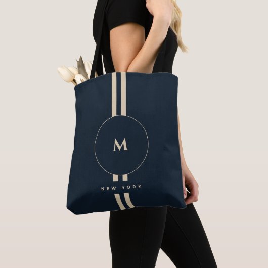 Luxus-Gold-Monogramm-Initial-Midnight-Navy-Resort Tasche (Von Nahem)