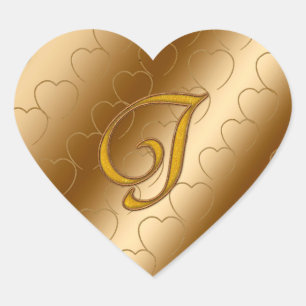 Luxus Gold Monogramm J Herz-Aufkleber