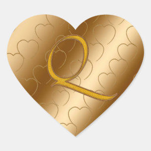 Luxus Gold Monogramm Q Herz-Aufkleber