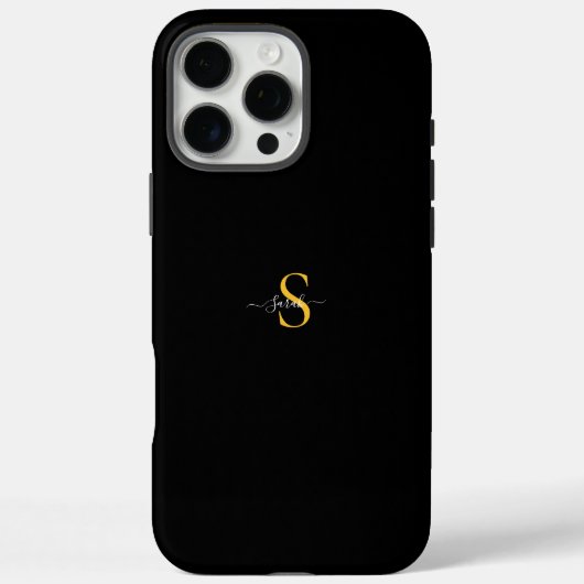 Luxus-Gold-Monogramm-Schwarz-iPhone-16-Pro-Max-Rob Case-Mate iPhone Hülle (Rückseite)