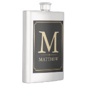 Luxus-Gold-Monogramm-schwarze-Flasche Flachmann (Rechts)