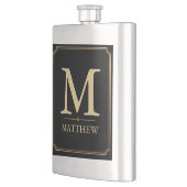 Luxus-Gold-Monogramm-schwarze-Flasche Flachmann (Links)