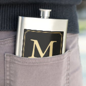 Luxus-Gold-Monogramm-schwarze-Flasche Flachmann (Beispiel)