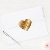 Luxus Gold Monogramm W Herz-Aufkleber (Umschlag)