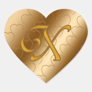Luxus Gold Monogramm X Herz-Aufkleber