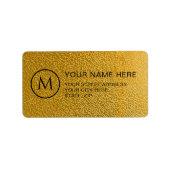 Luxus Gold Muster Custom Monogram Address Label Adressaufkleber (Vorne)
