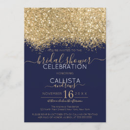 Luxus Gold Navy Glitzer Confetti Brautparty Einladung
