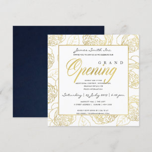 LUXUS-GOLD-NAVY-ROSE-BLUMEN ERÖFFNUNGSZEREMONIE EINLADUNG
