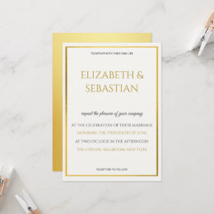 Luxus Gold & Off-White Minimalistische Hochzeit Einladung
