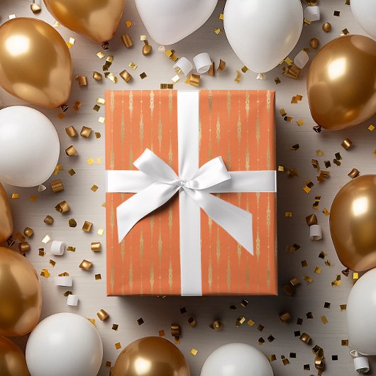 Luxus Gold & Orange Geometrisches Muster Geschenkpapier