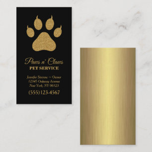 Luxus Gold Paw Print Pet Service Visitenkarte