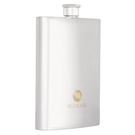 Luxus Gold Personalisiert Monogramm Flachmann (Rechts)