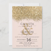 Luxus Gold Pink Glitzer Confetti Verlobung Einladung (Vorderseite)