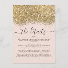 Luxus Gold Pink Glitzer Confetti Wedding Details Begleitkarte