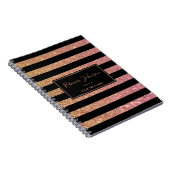 Luxus Gold Pink Glitzer Streifen - Notebook Notizblock (Rechte Seite)