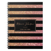Luxus Gold Pink Glitzer Streifen - Notebook Notizblock (Vorderseite)