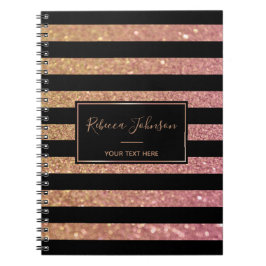 Luxus Gold Pink Glitzer Streifen - Notebook Notizblock
