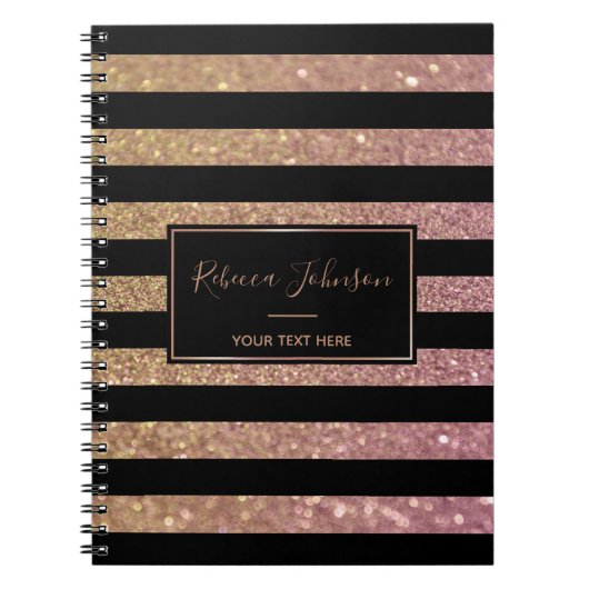 Luxus Gold Pink Glitzer Streifen - Notebook Notizblock (Vorderseite)