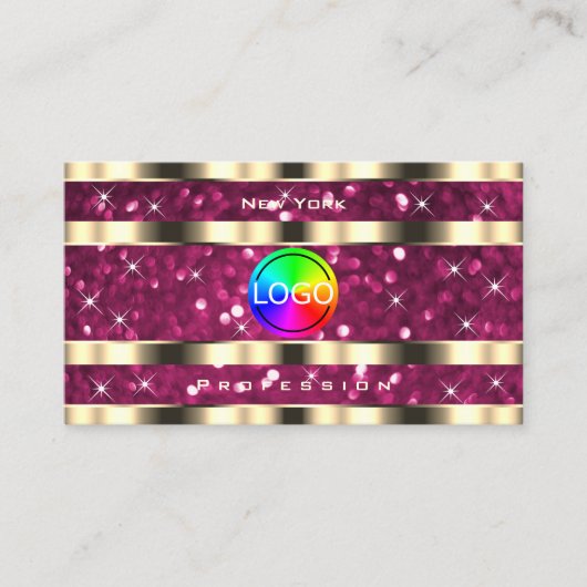Luxus Gold Pink Sparkle Glitzer Stars Logo hinzufü Visitenkarte (Vorderseite)
