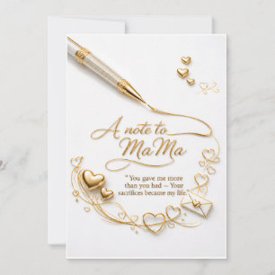 Luxus-Gold-Postkarte „Ein Brief an Mama“ Feiertagskarte