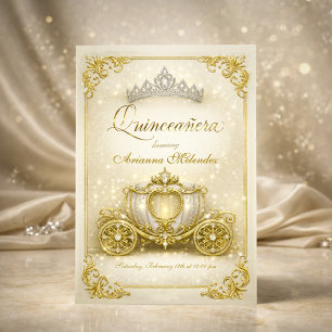Luxus-Gold-Prinzessinnen-Kutsche Quinceanera Einladung