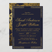 Luxus Gold Rahmen & Golden Foil Wedding Einladung (Vorne/Hinten)