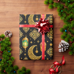 Luxus-Gold-Ramadan-Laternen Halbmond nahtlos Geschenkpapier