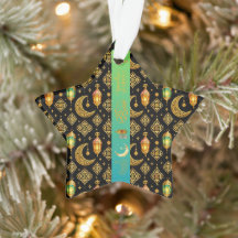 Luxus-Gold-Ramadan-Laternen Teal Schwarz Acryl