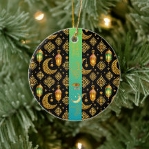 Luxus-Gold-Ramadan-Laternen Teal Schwarze Keramik